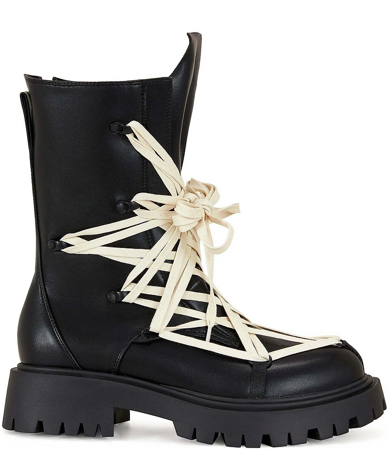 Azalea Wang Arjun Lace Detail Zip Combat Boots