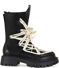 Azalea Wang Arjun Lace Detail Zip Combat Boots