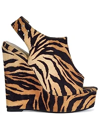 Azalea Wang Aru Tiger Print Platform Wedge Sandals