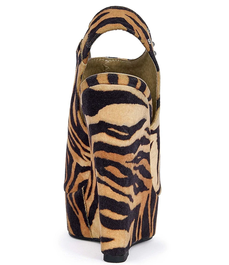 Azalea Wang Aru Tiger Print Platform Wedge Sandals