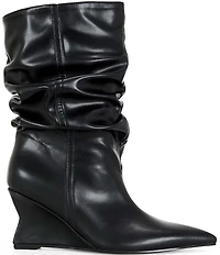 Azalea Wang Asaf Scrunch Shaft Pointed Toe Wedge Mid Calf Boots