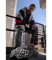 Azalea Wang Astra Striped Faux Fur Collared Filled Jacket