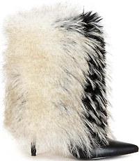 Azalea Wang Astrali Faux Fur Shaft Pointed Toe Stiletto Booties