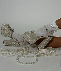 Azalea Wang Astrella Pearl Embellished Platform Dress Sandals