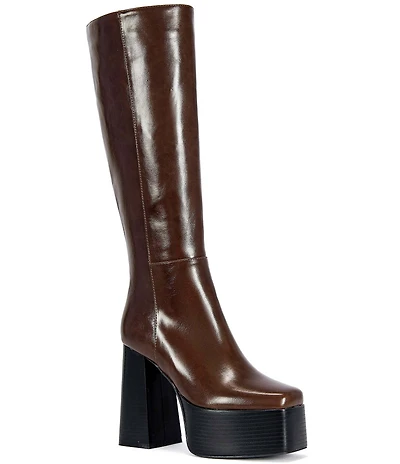 Azalea Wang Augustine Block Heel Platform Tall Boots