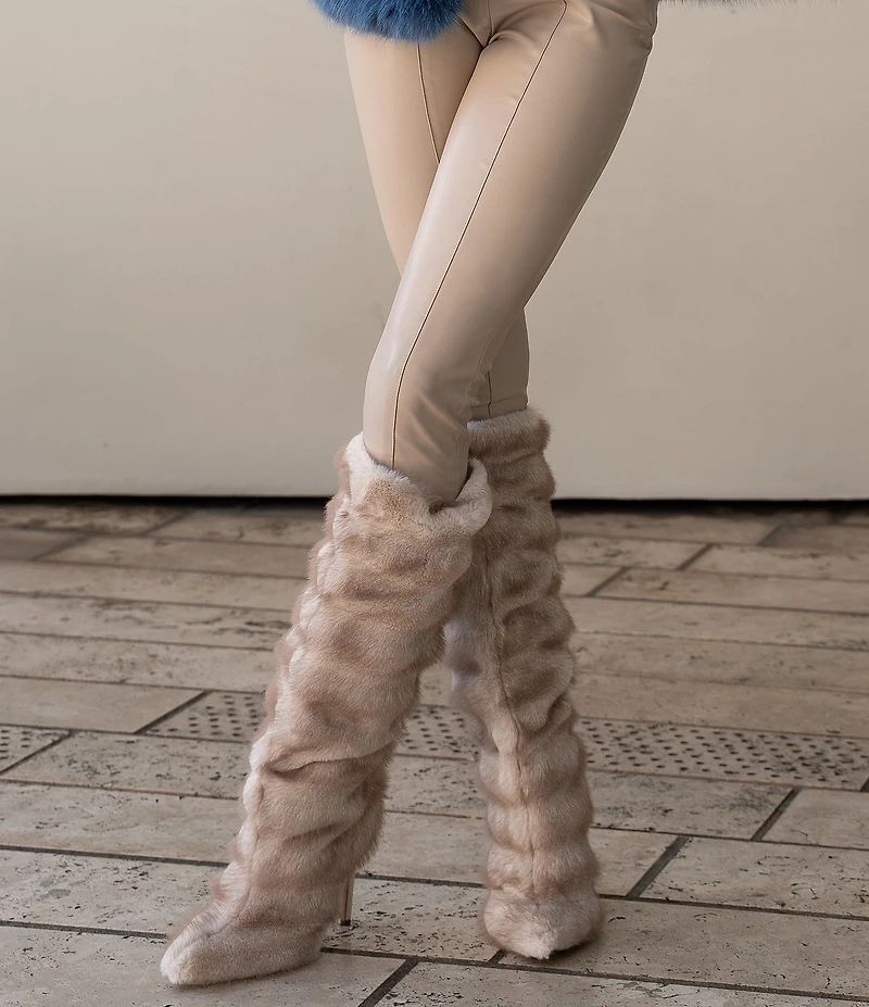 Azalea Wang Augusto Faux Fur Stiletto Tall Boots