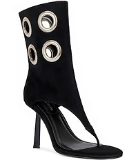 Azalea Wang Baina Stiletto Thong Grommet Booties