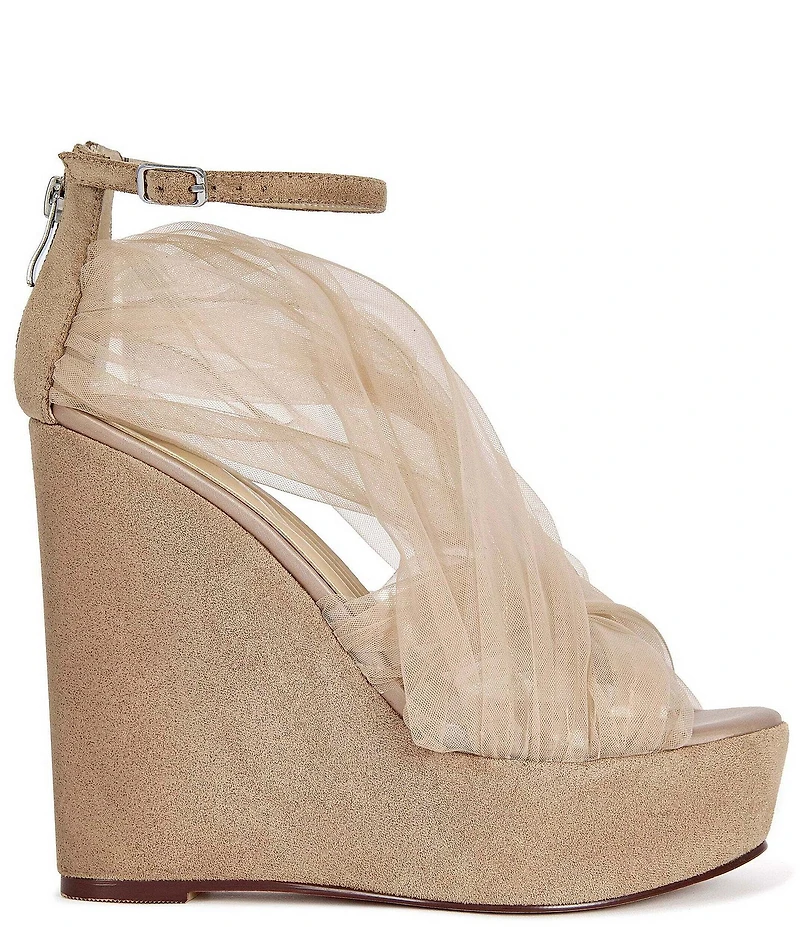Azalea Wang Ballerine Tulle Ankle Strap Platform Wedge Sandals