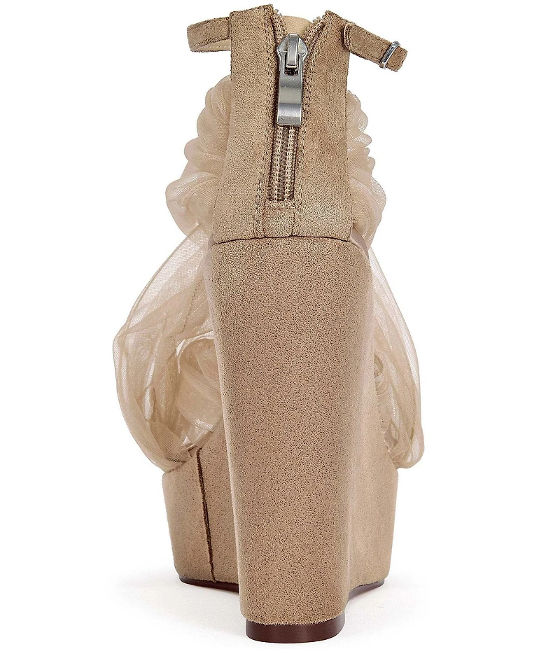Azalea Wang Ballerine Tulle Ankle Strap Platform Wedge Sandals