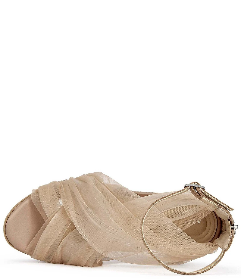 Azalea Wang Ballerine Tulle Ankle Strap Platform Wedge Sandals