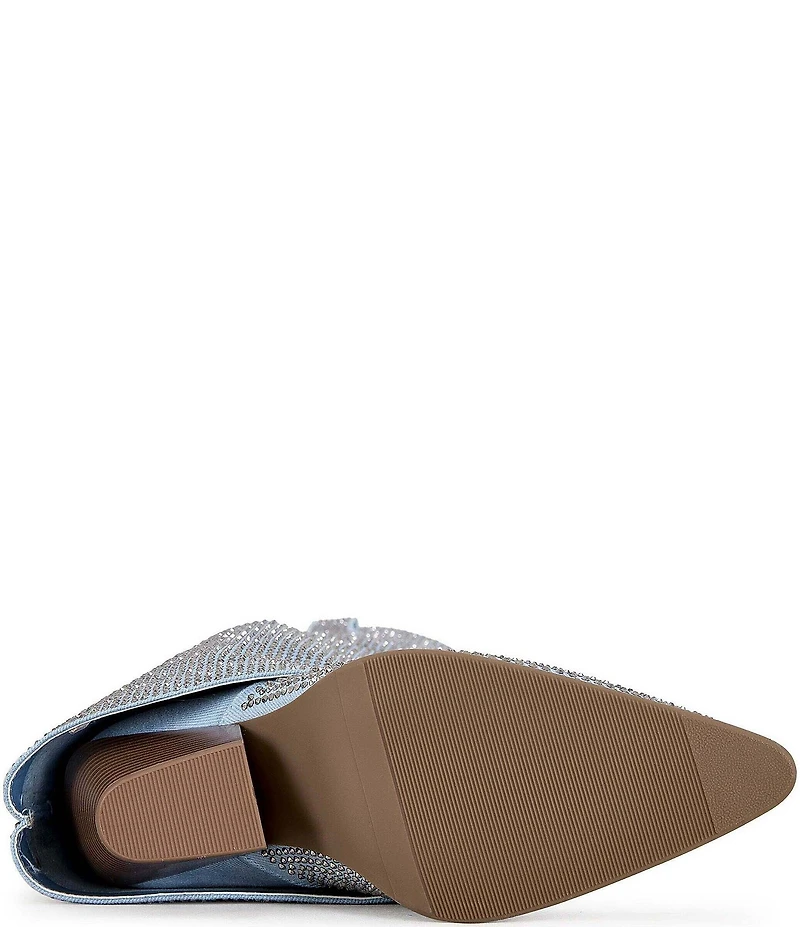 Azalea Wang Banian Denim Western Fold Over Tall Western Boots