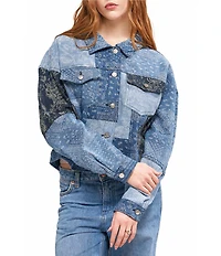 Azalea Wang Barbara-Denim Point Collar Oversize Fit Bomber Jacket