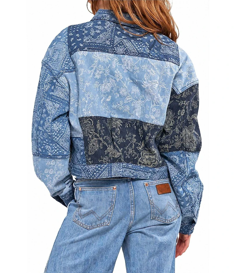 Azalea Wang Barbara-Denim Point Collar Oversize Fit Bomber Jacket