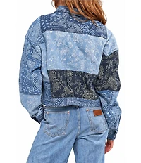 Azalea Wang Barbara-Denim Point Collar Oversize Fit Bomber Jacket