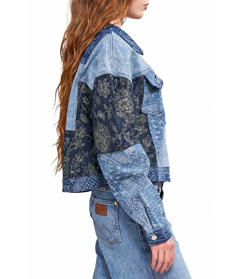 Azalea Wang Barbara-Denim Point Collar Oversize Fit Bomber Jacket