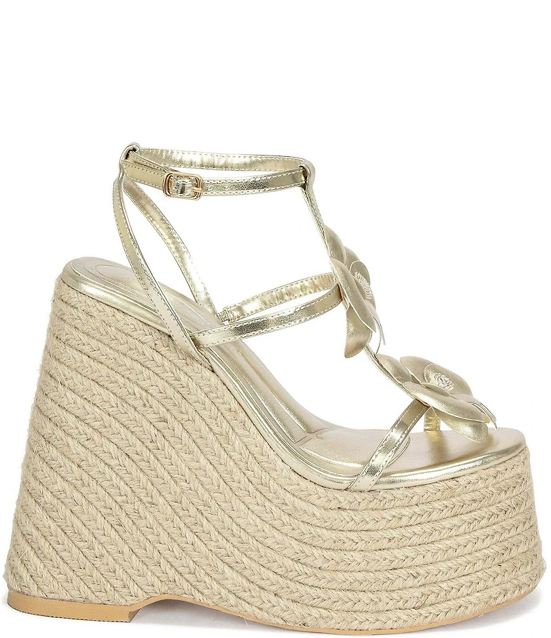 Azalea Wang Barossa Flower Espadrille Platform Wedge Sandals