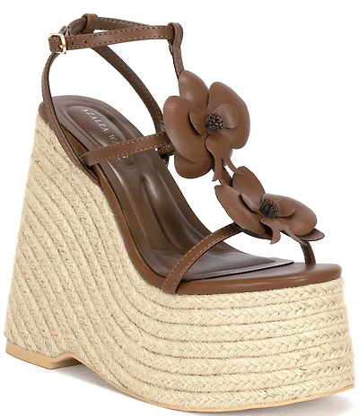 Azalea Wang Barossa Flower Espadrille Platform Wedge Sandals