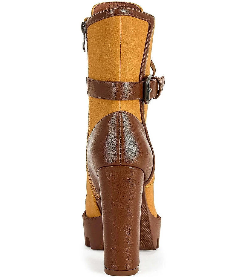 Azalea Wang Barrington Lace Up Block Heel Lug Platform Booties