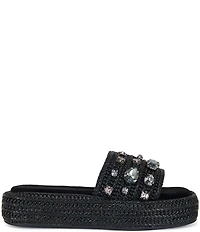Azalea Wang Baste Woven Jewel Embellished Platform Slide Sandals