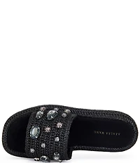 Azalea Wang Baste Woven Jewel Embellished Platform Slide Sandals