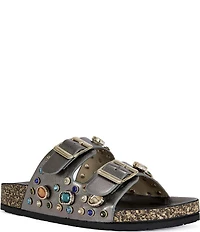 Azalea Wang Bayleaves Jewel Embellished Double Banded Flat Sandals