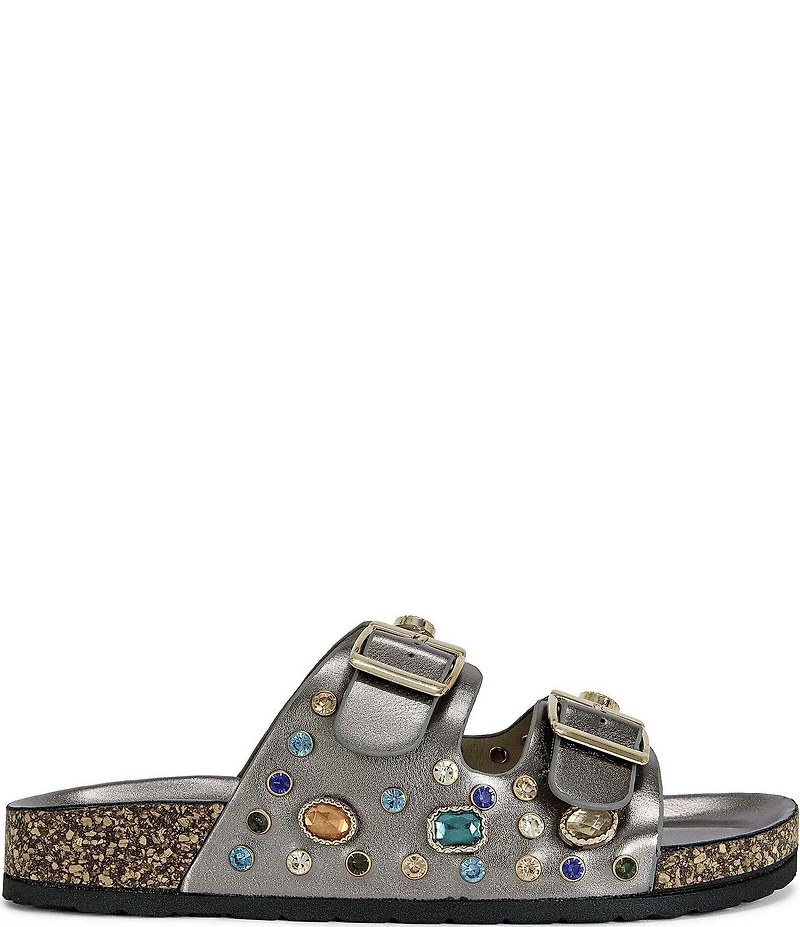 Azalea Wang Bayleaves Jewel Embellished Double Banded Flat Sandals