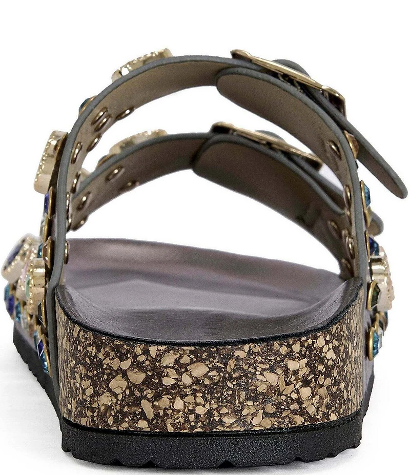 Azalea Wang Bayleaves Jewel Embellished Double Banded Flat Sandals