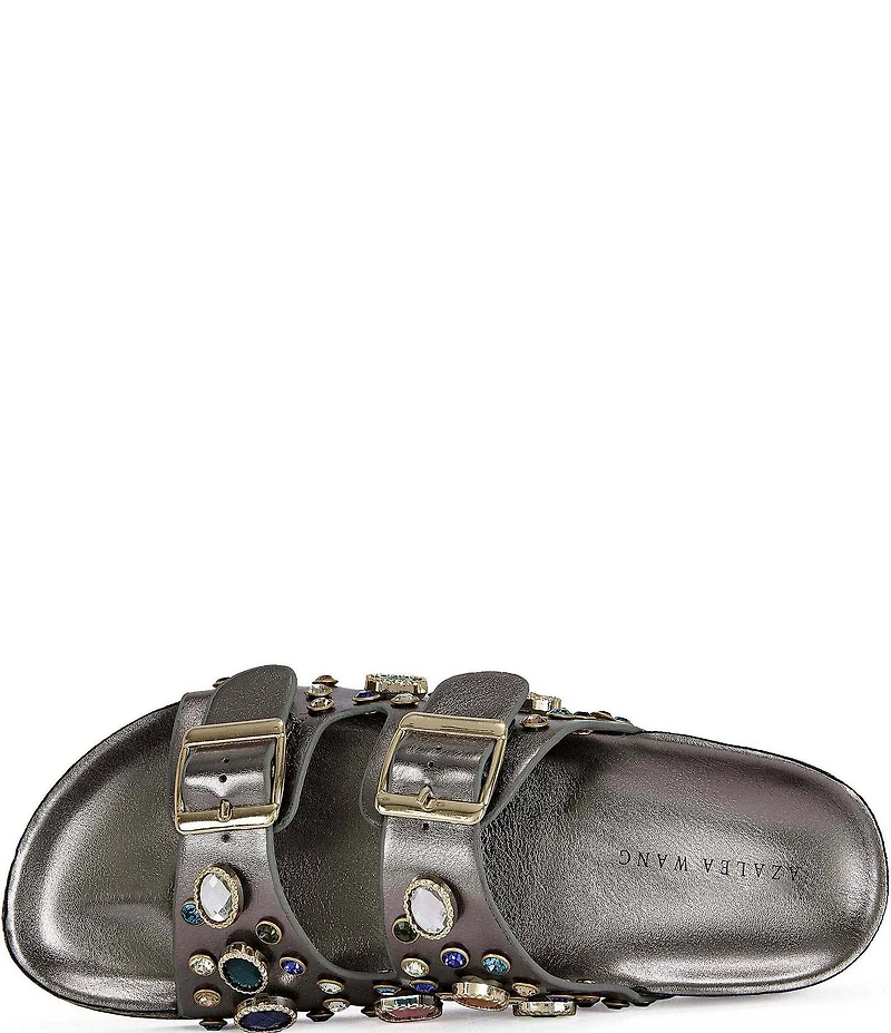 Azalea Wang Bayleaves Jewel Embellished Double Banded Flat Sandals