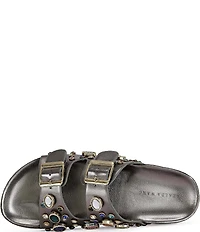 Azalea Wang Bayleaves Jewel Embellished Double Banded Flat Sandals