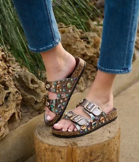 Azalea Wang Bayleaves Jewel Embellished Double Banded Flat Sandals