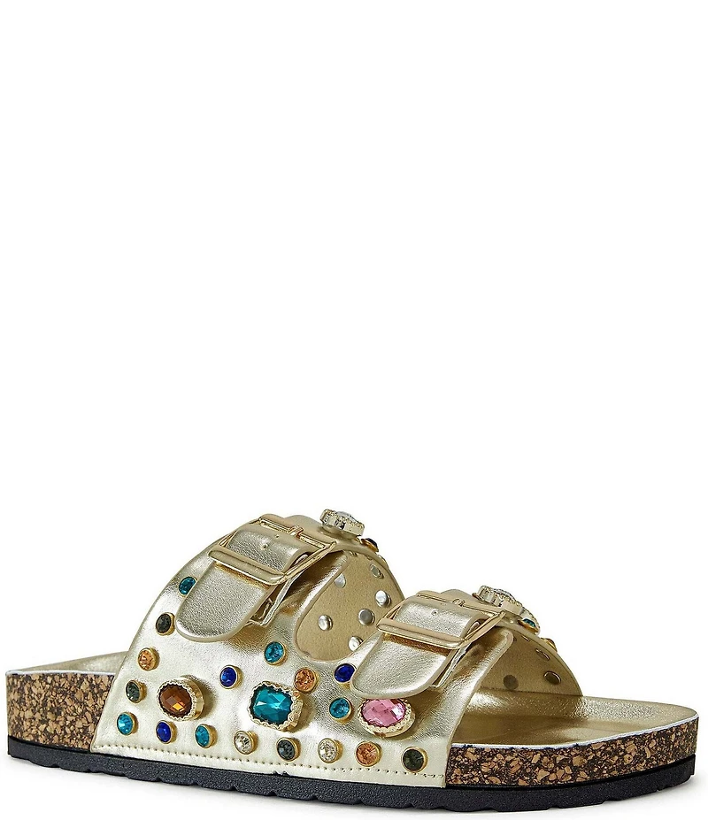 Azalea Wang Bayleaves Jewel Embellished Double Banded Flat Sandals