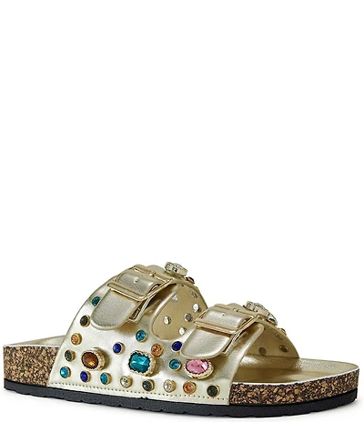 Azalea Wang Bayleaves Jewel Embellished Double Banded Flat Sandals