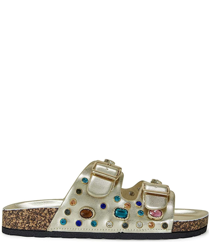Azalea Wang Bayleaves Jewel Embellished Double Banded Flat Sandals