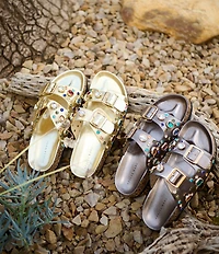 Azalea Wang Bayleaves Jewel Embellished Double Banded Flat Sandals