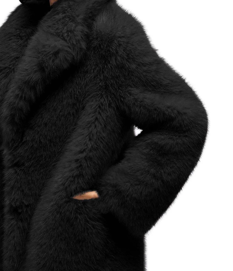 Azalea Wang Bcardi Black Faux Fur Collared Jacket