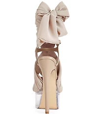 Azalea Wang Beauden Chiffon Wraparound Ankle Tie Clear Acrylic Platform Dress Sandals