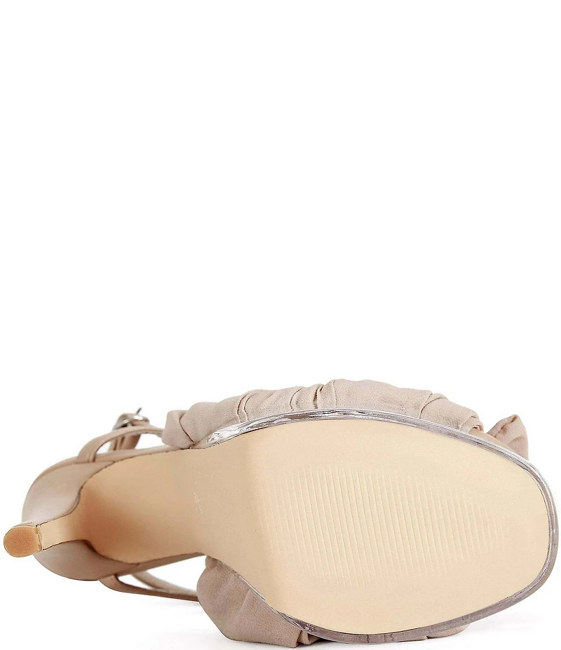 Azalea Wang Beauden Chiffon Wraparound Ankle Tie Clear Acrylic Platform Dress Sandals