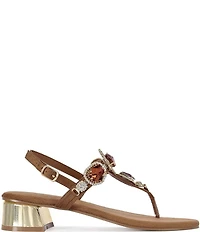 Azalea Wang Behitha Jeweled Thong Block Heel Sandals