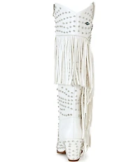 Azalea Wang Bennett Studded Fringe Tall Western Boots