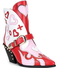 Azalea Wang Besos X and O Heart Studded Western Booties