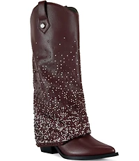 Azalea Wang Beth Rhinestone Fold Over Western Tall Boots