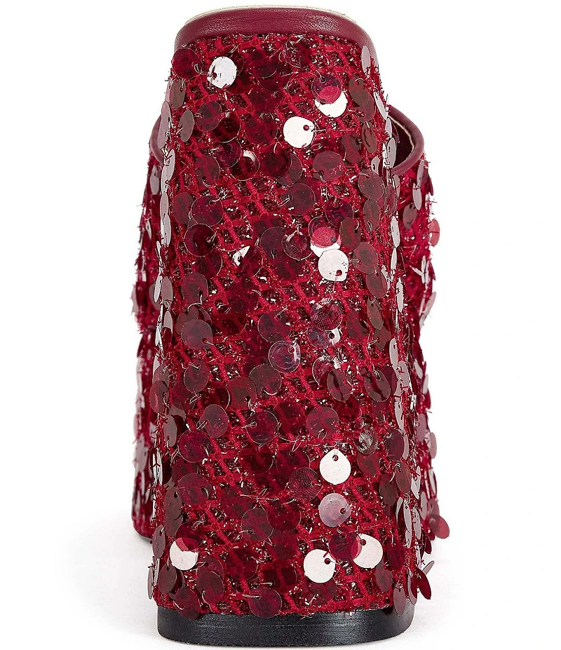 Azalea Wang Betsey Sequined Platform Wedge Slide Sandals