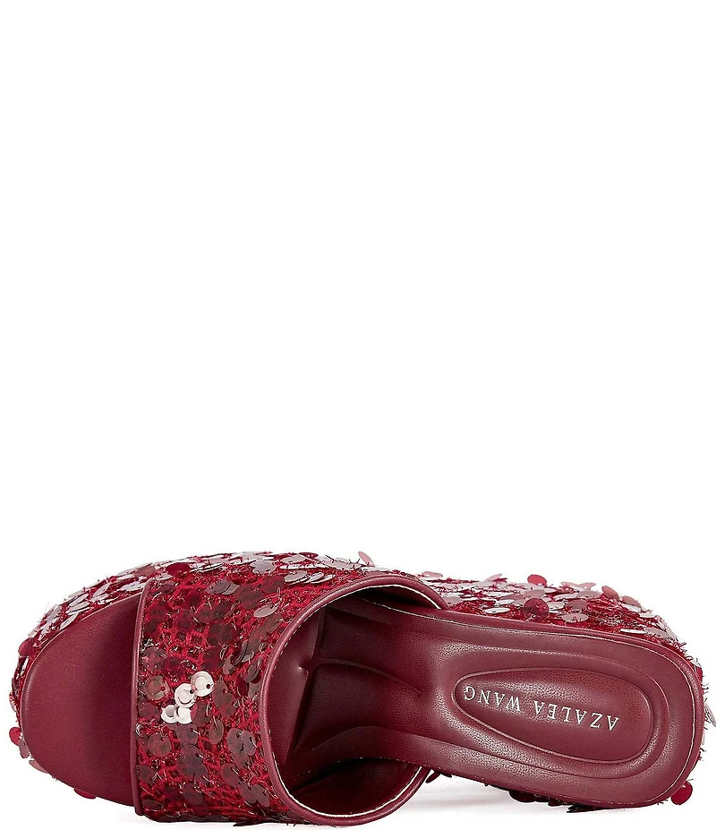 Azalea Wang Betsey Sequined Platform Wedge Slide Sandals
