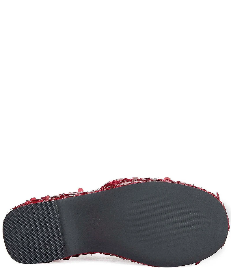 Azalea Wang Betsey Sequined Platform Wedge Slide Sandals