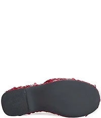 Azalea Wang Betsey Sequined Platform Wedge Slide Sandals