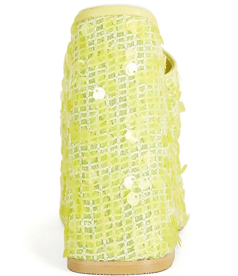 Azalea Wang Betsey Sequined Platform Wedge Slide Sandals