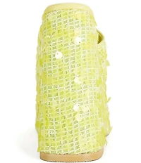 Azalea Wang Betsey Sequined Platform Wedge Slide Sandals