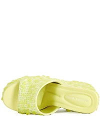 Azalea Wang Betsey Sequined Platform Wedge Slide Sandals