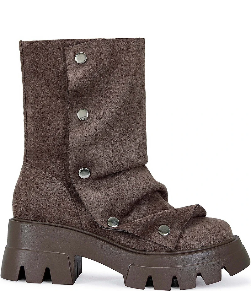 Azalea Wang Bharti Snap Hardware Ruched Mid Calf Boots
