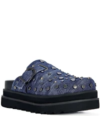 Azalea Wang Billie Denim Studded Platform Mules